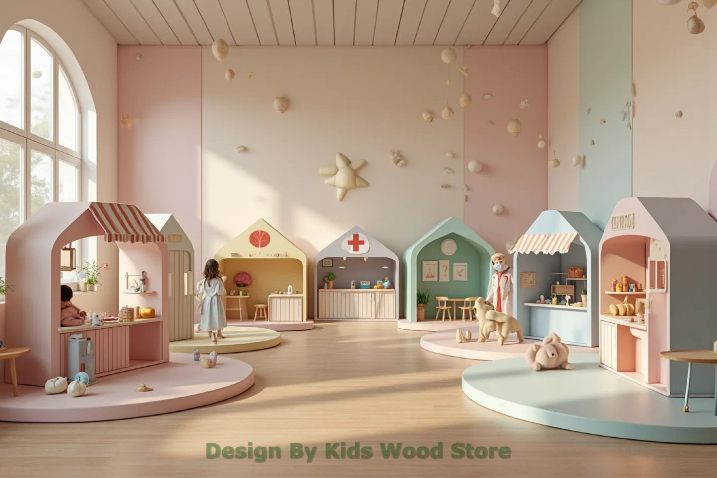 Customizable Educational Indoor and Outdoor Wooden Play Towns for Kids – Imagination-Boosting Designs for Daycares, Play Cafes and Playhouses