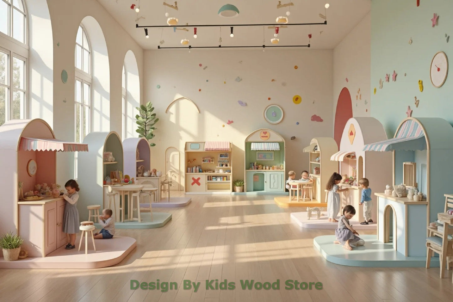 Customizable Educational Indoor and Outdoor Wooden Play Towns for Kids – Imagination-Boosting Designs for Daycares, Play Cafes and Playhouses