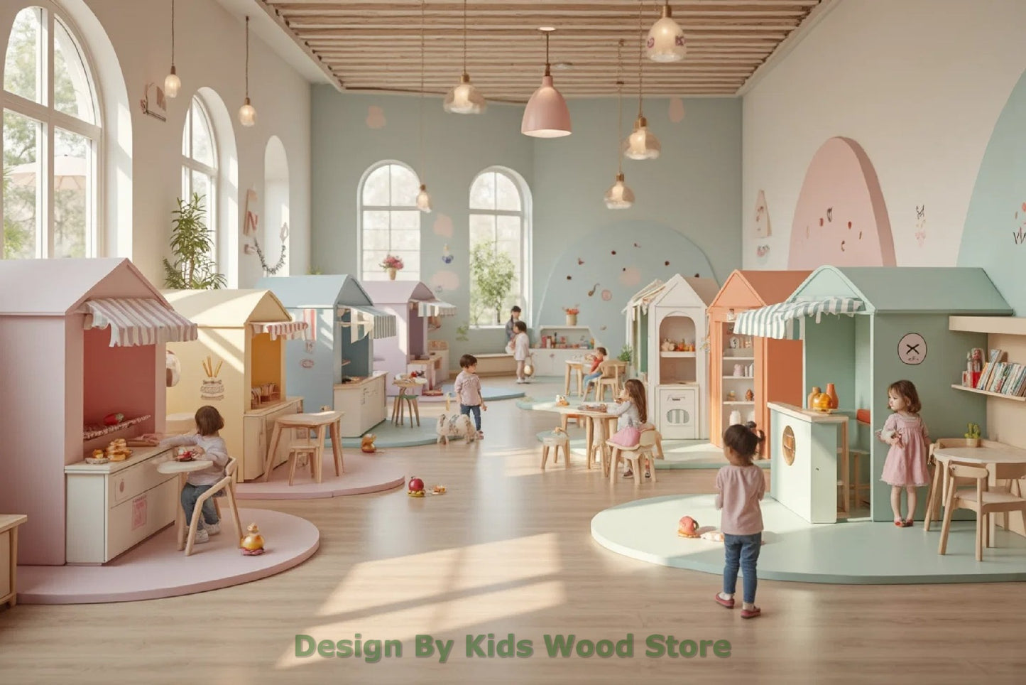 Customizable Educational Indoor and Outdoor Wooden Play Towns for Kids – Imagination-Boosting Designs for Daycares, Play Cafes and Playhouses