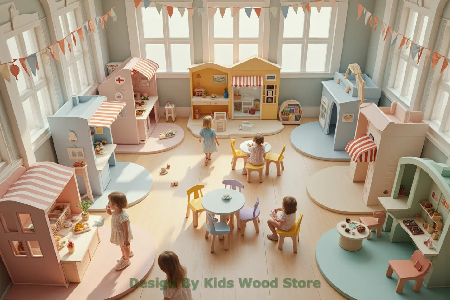 Customizable Educational Indoor and Outdoor Wooden Play Towns for Kids – Imagination-Boosting Designs for Daycares, Play Cafes and Playhouses