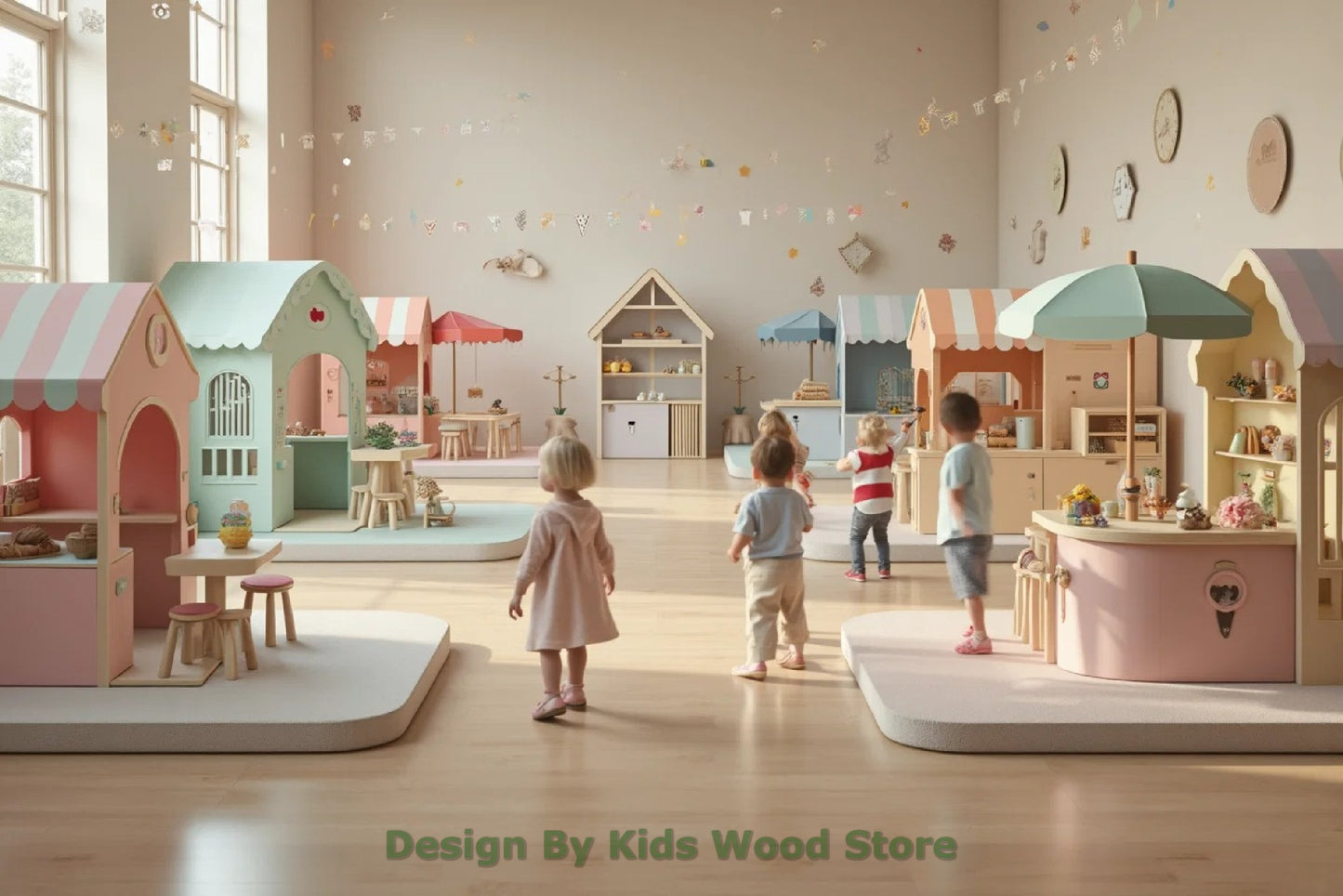 Customizable Educational Indoor and Outdoor Wooden Play Towns for Kids – Imagination-Boosting Designs for Daycares, Play Cafes and Playhouses