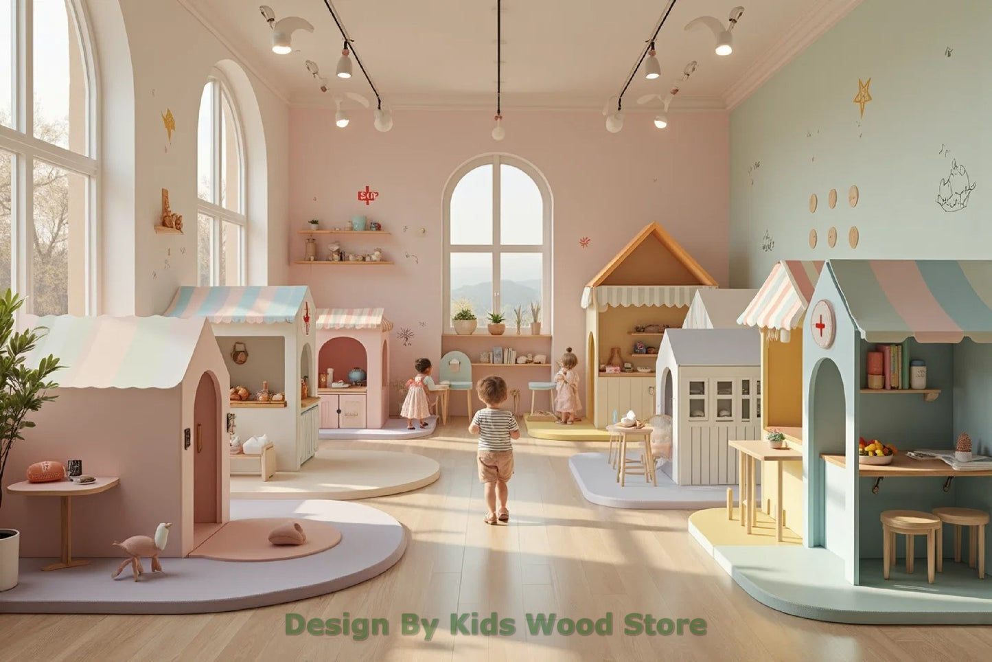 Customizable Educational Indoor and Outdoor Wooden Play Towns for Kids – Imagination-Boosting Designs for Daycares, Play Cafes and Playhouses