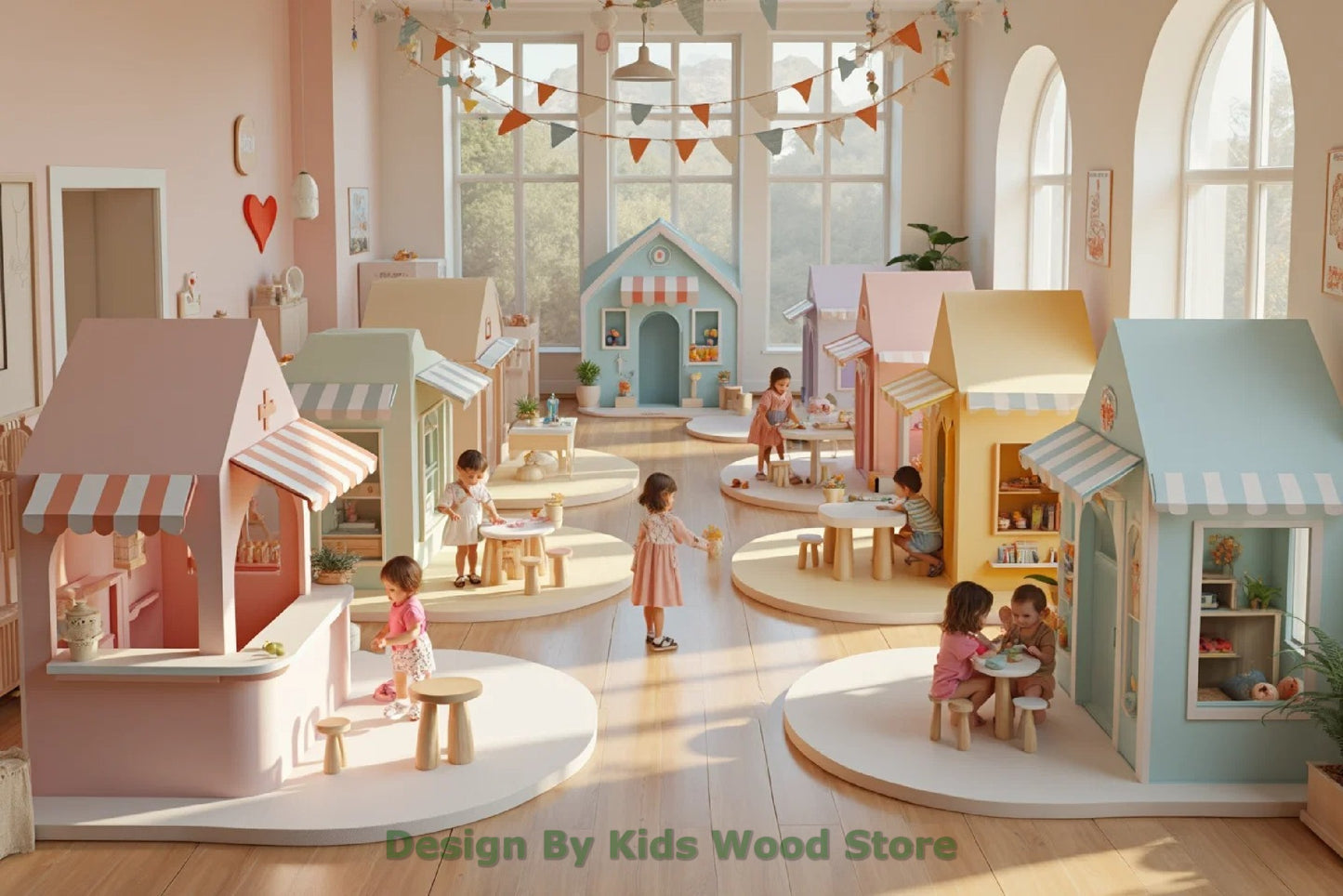 Customizable Educational Indoor and Outdoor Wooden Play Towns for Kids – Imagination-Boosting Designs for Daycares, Play Cafes and Playhouses