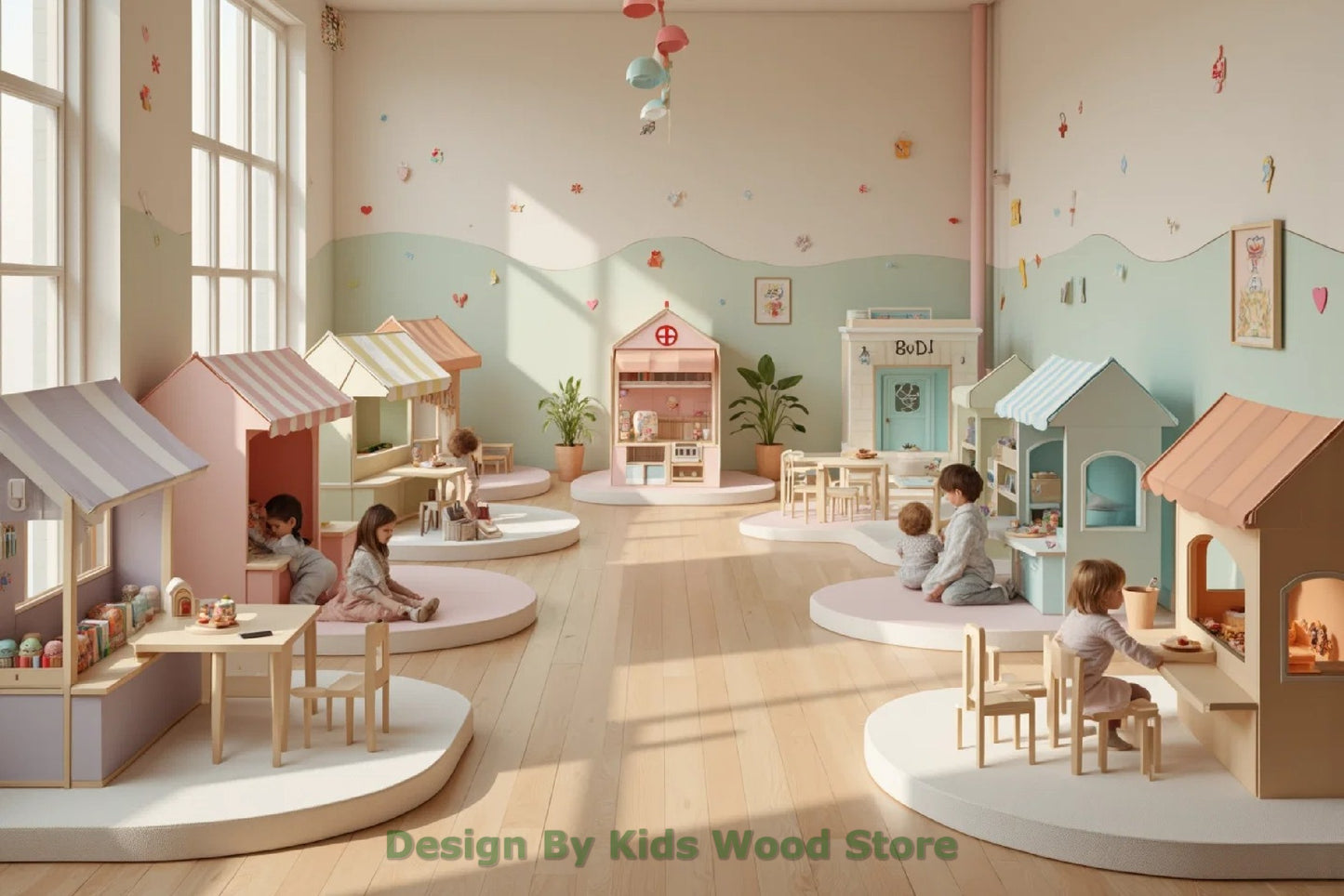 Customizable Educational Indoor and Outdoor Wooden Play Towns for Kids – Imagination-Boosting Designs for Daycares, Play Cafes and Playhouses