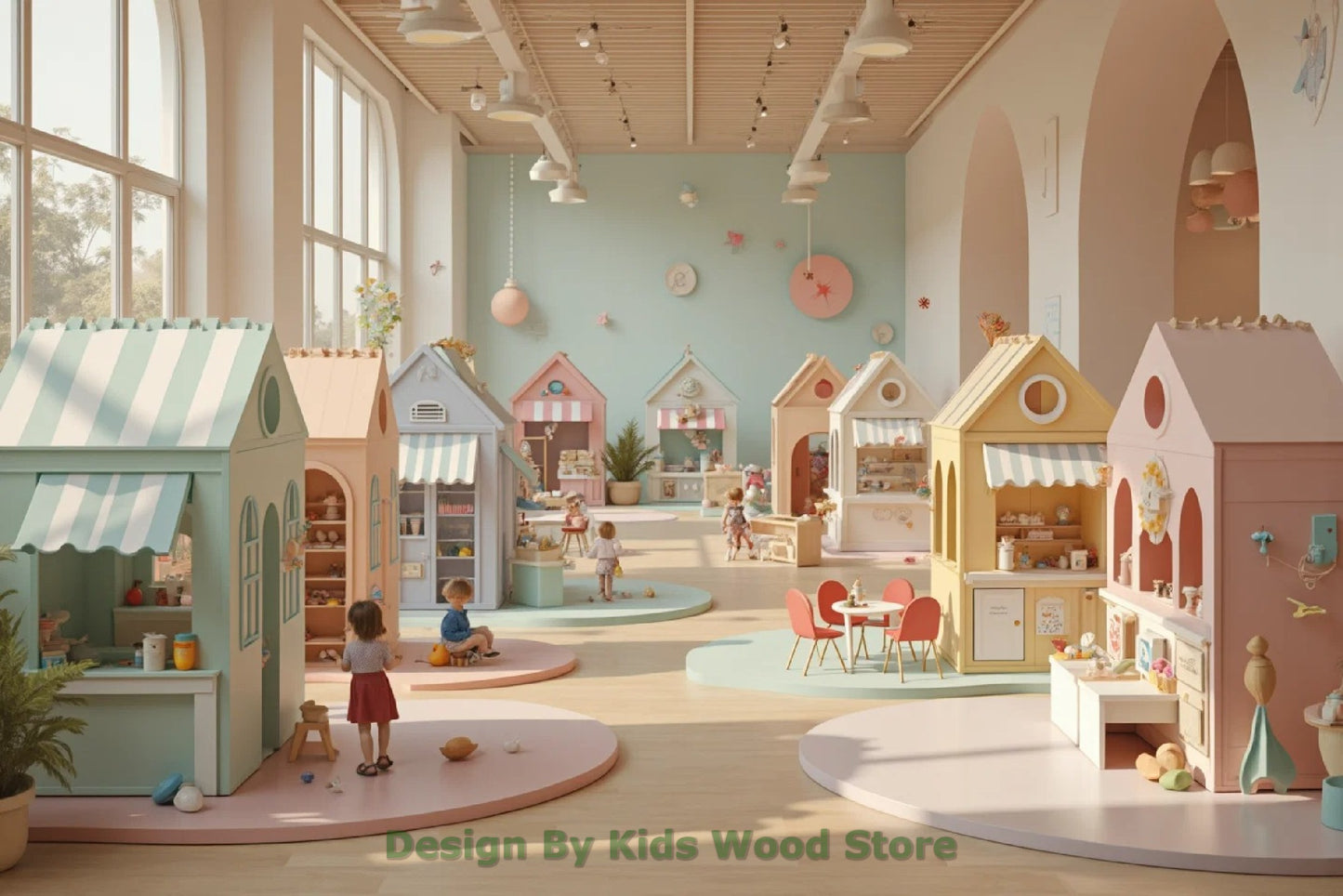 Customizable Educational Indoor and Outdoor Wooden Play Towns for Kids – Imagination-Boosting Designs for Daycares, Play Cafes and Playhouses