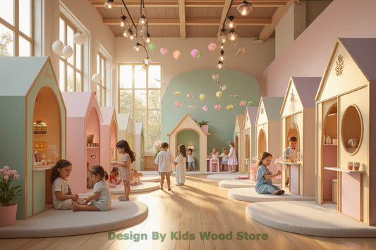 Customizable Educational Indoor and Outdoor Wooden Play Towns for Kids – Imagination-Boosting Designs for Daycares, Play Cafes and Playhouses