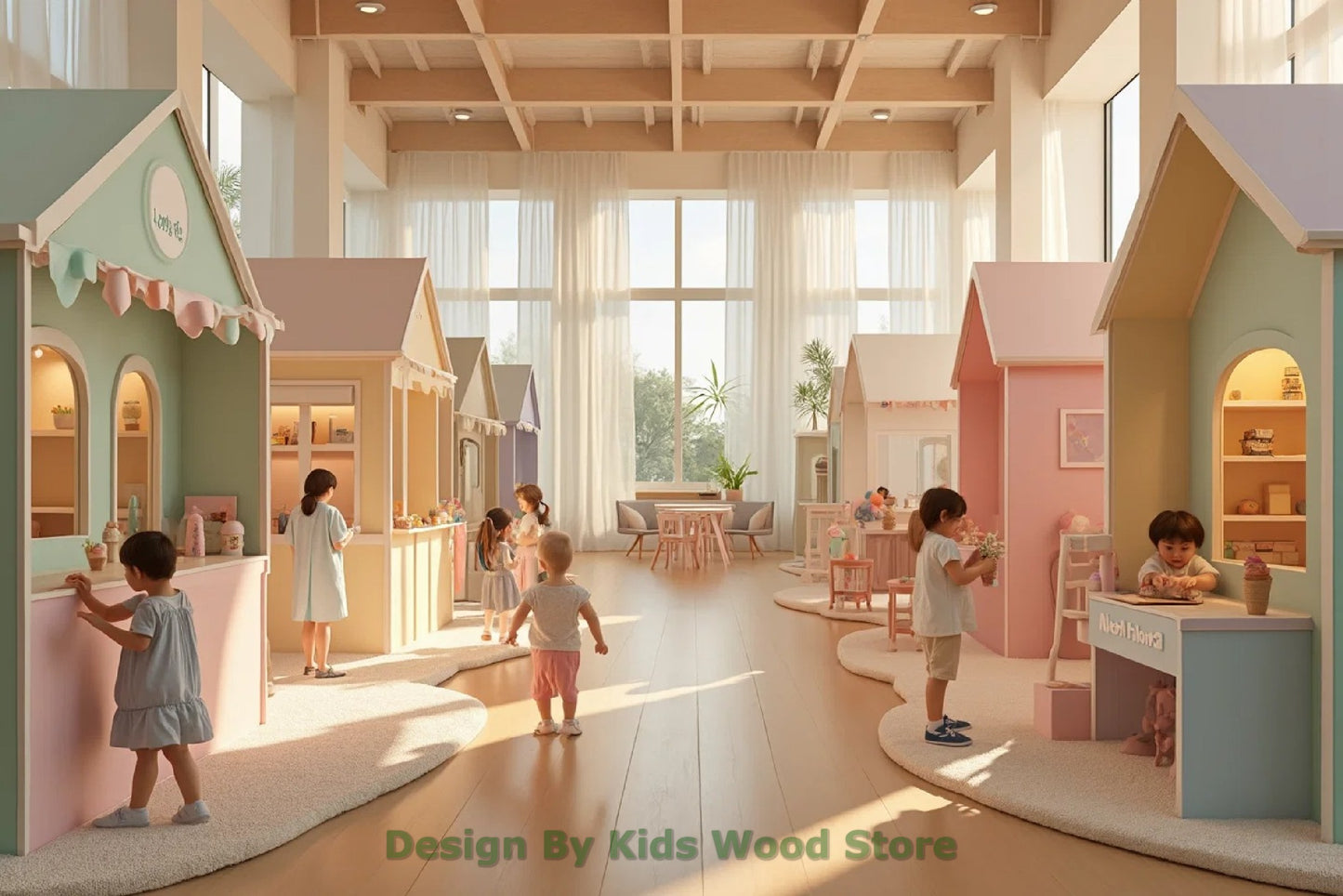 Customizable Educational Indoor and Outdoor Wooden Play Towns for Kids – Imagination-Boosting Designs for Daycares, Play Cafes and Playhouses