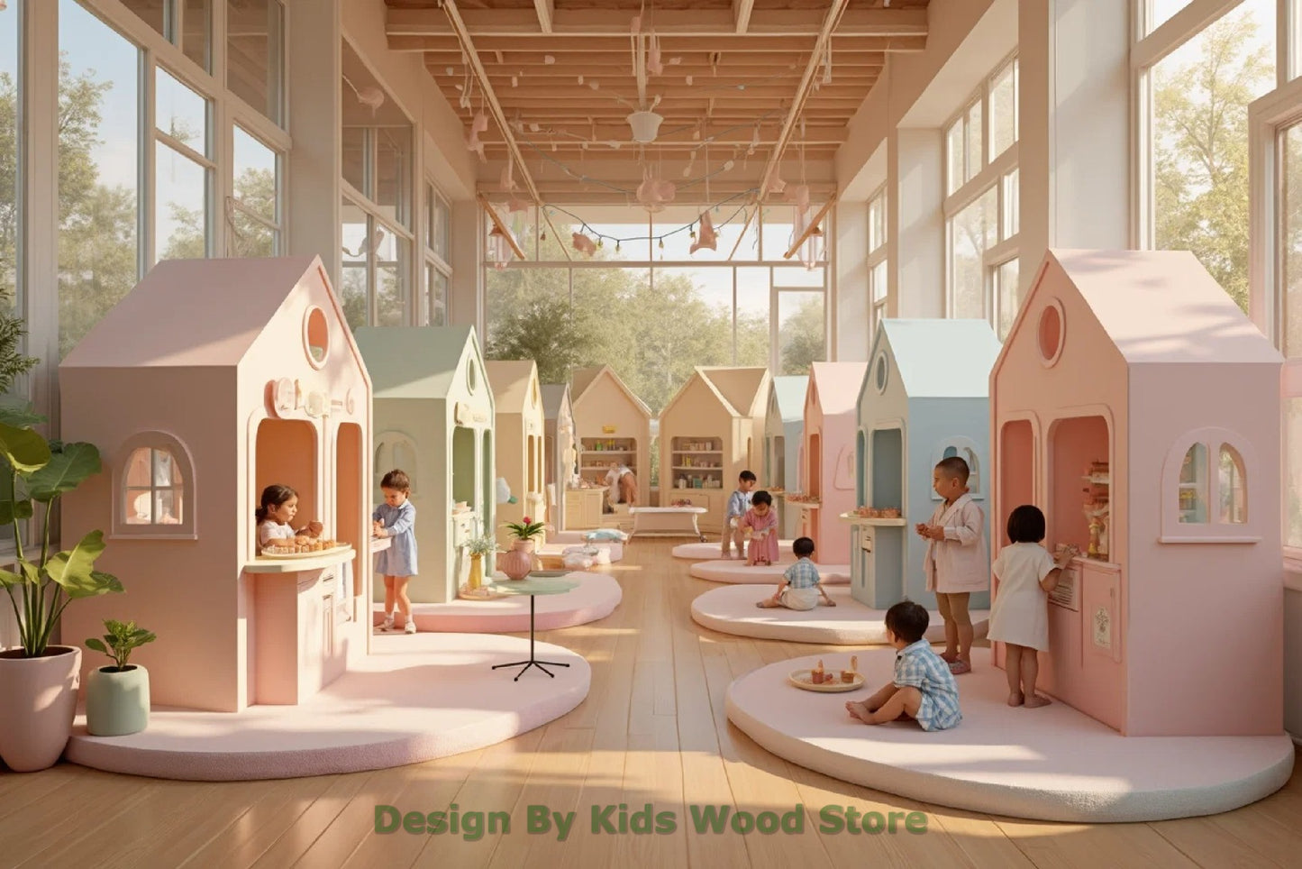 Customizable Educational Indoor and Outdoor Wooden Play Towns for Kids – Imagination-Boosting Designs for Daycares, Play Cafes and Playhouses