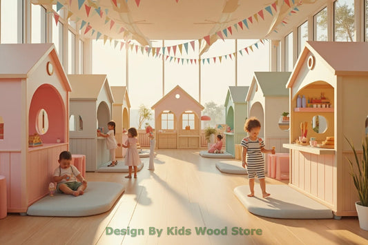 Customizable Educational Indoor and Outdoor Wooden Play Towns for Kids – Imagination-Boosting Designs for Daycares, Play Cafes and Playhouses