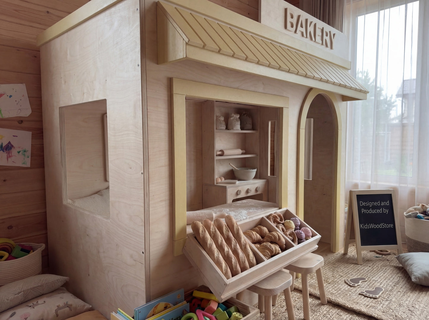 Wooden Kids Pretend Playhouse | Custom Indoor Role Play Bakery Playhouse for Home & Commercial Use