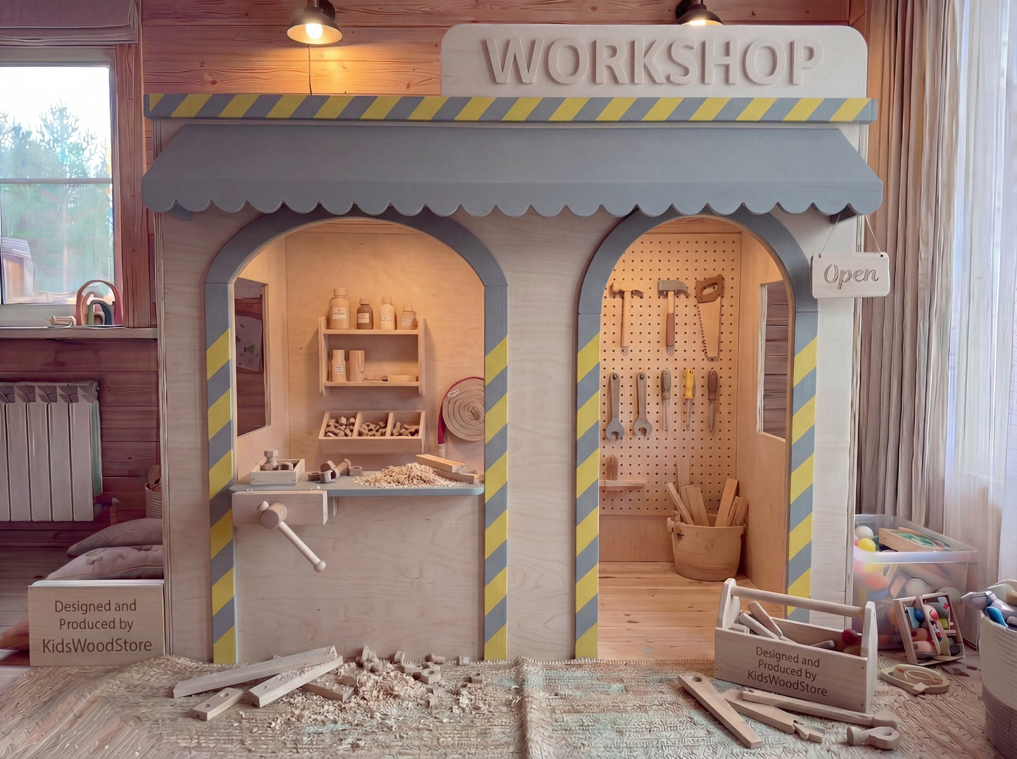 Wooden Kids Pretend Playhouse | Custom Indoor Role Play Workshop Playhouse for Home & Commercial Use