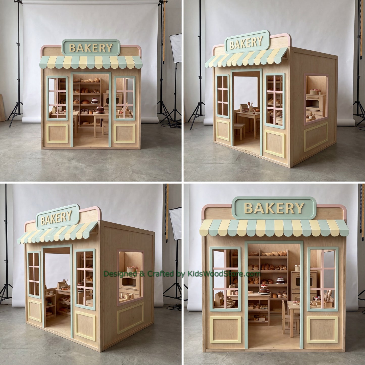 Wooden Bakery Playhouse + Furnitures for Kids | Personalized 20+ Themes | All-Inclusive Turnkey Project