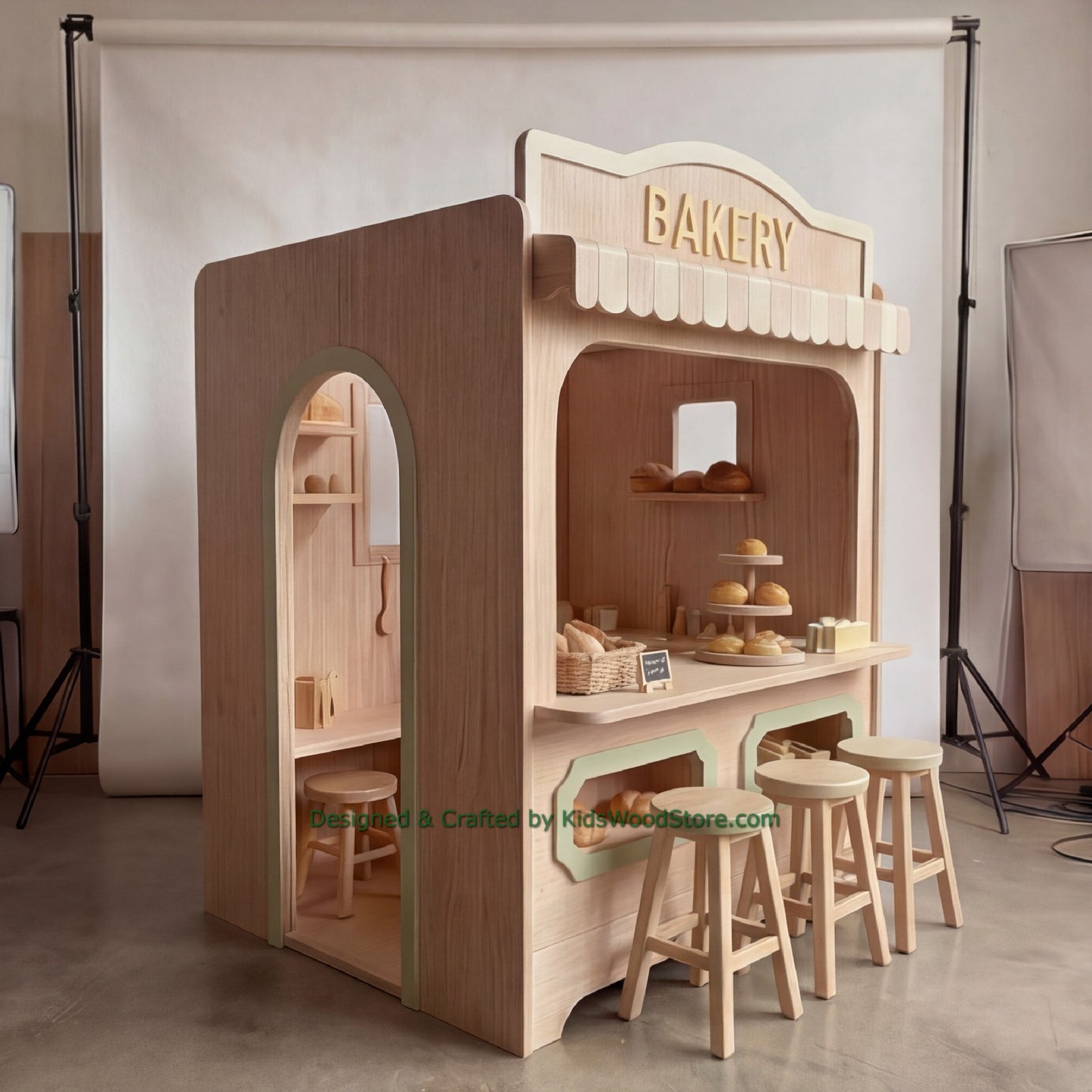 Wooden Bakery Playhouse + Furnitures for Kids | Personalized 25+ Themes | All-Inclusive Turnkey Project