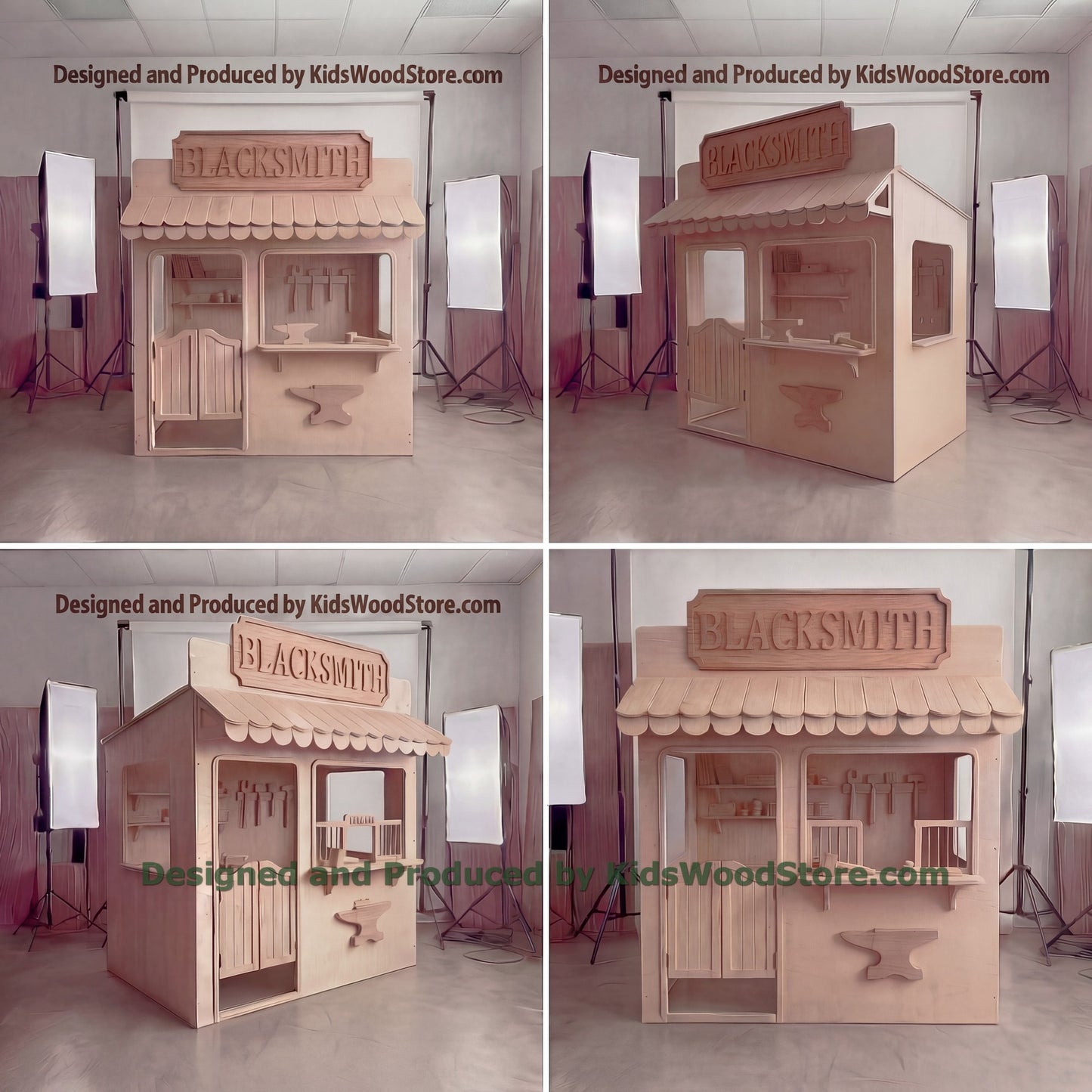 Wooden Blacksmith Playhouse + Furnitures for Kids | Personalized 25+ Themes | All-Inclusive Turnkey Project