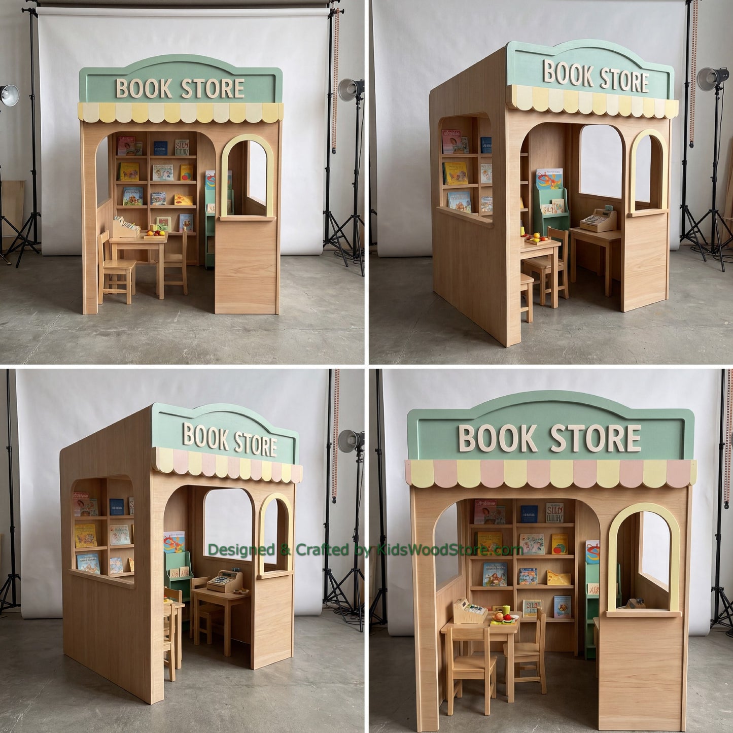 Wooden Book Store Playhouse + Furnitures for Kids | Personalized 25+ Themes | All-Inclusive Turnkey Project