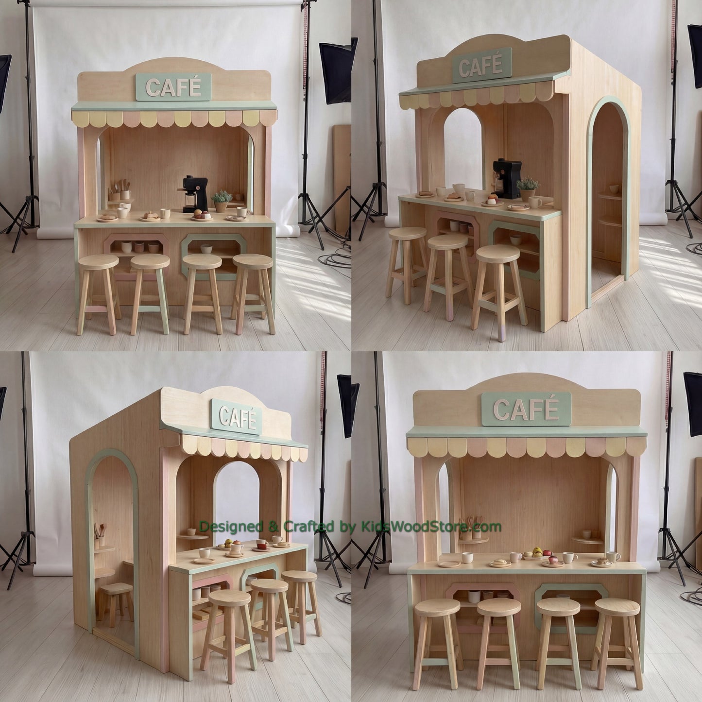 Wooden Cafe Playhouse + Furnitures for Kids | Personalized 25+ Themes | All-Inclusive Turnkey Project