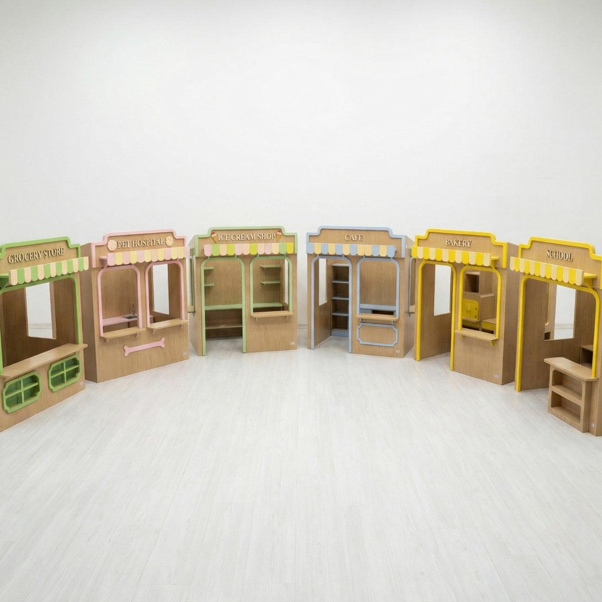 Kids Play Village 6-in-1 | Ice Cream, Pet Hospital , School, , Bakery ,Café & Market