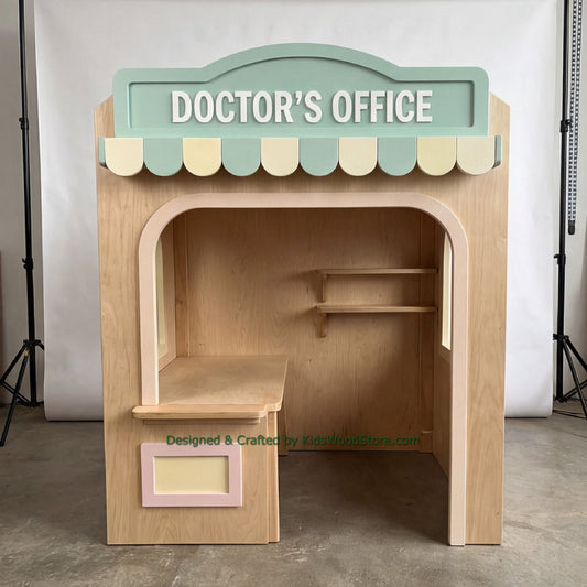 Wooden Doctor Playhouse + Furnitures for Kids | Personalized 25+ Themes | All-Inclusive Turnkey Project