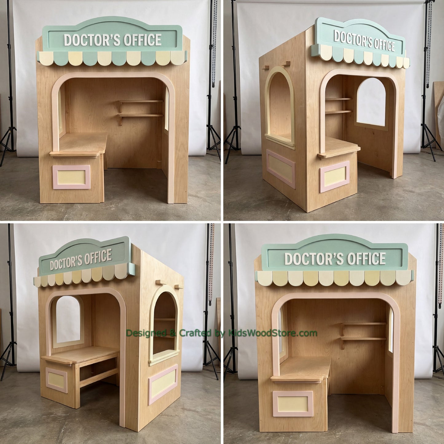 Wooden Doctor Playhouse + Furnitures for Kids | Personalized 25+ Themes | All-Inclusive Turnkey Project