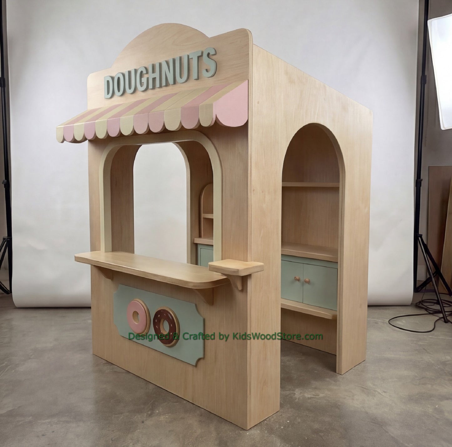 Wooden Doughnuts Playhouse + Furnitures for Kids | Personalized 25+ Themes | All-Inclusive Turnkey Project