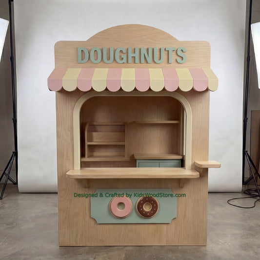Wooden Doughnuts Playhouse + Furnitures for Kids | Personalized 25+ Themes | All-Inclusive Turnkey Project