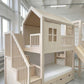 Wooden Bunk Bed with Slide, Gym Rings & Climbing Ladder | Playhouse Cabin, Storage Stairs, Under-Bed Drawers | Complete Kids Bunk Bed Set