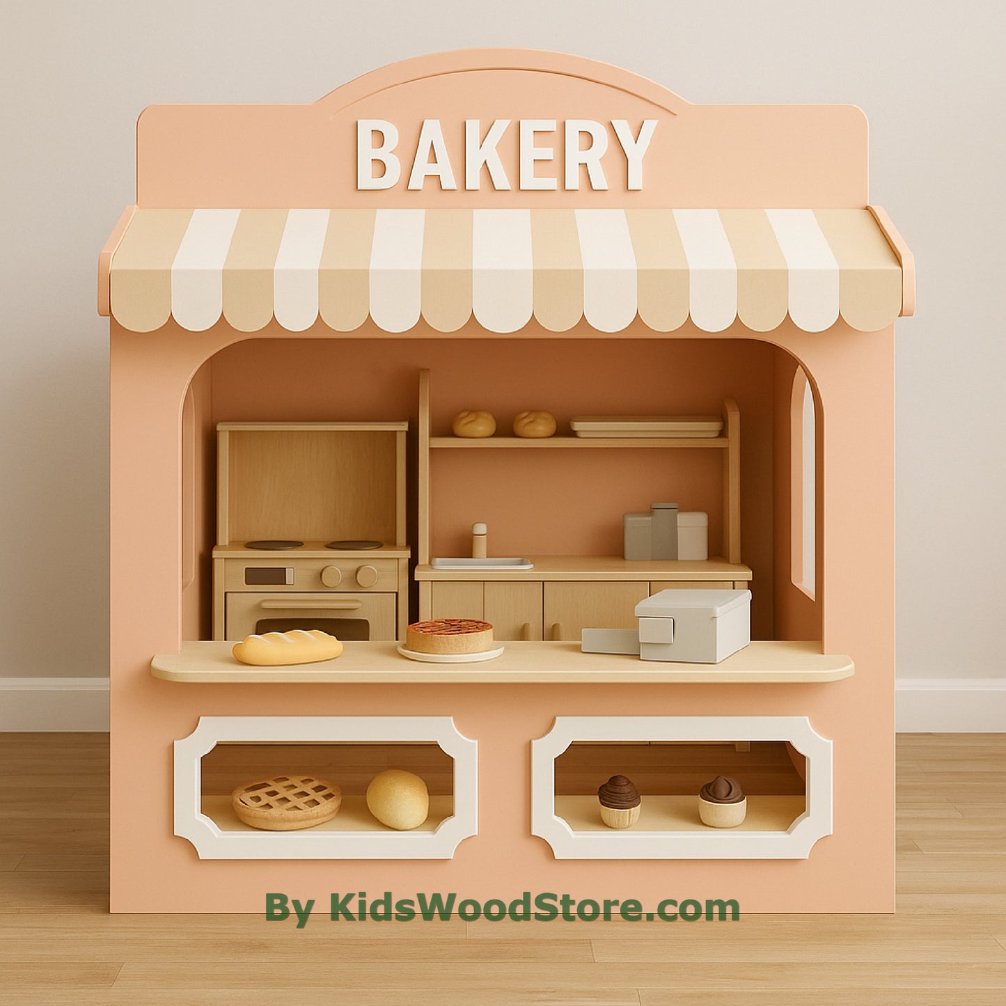 Casita de madera de panadería | Casita de juegos para niños de interior y exterior
