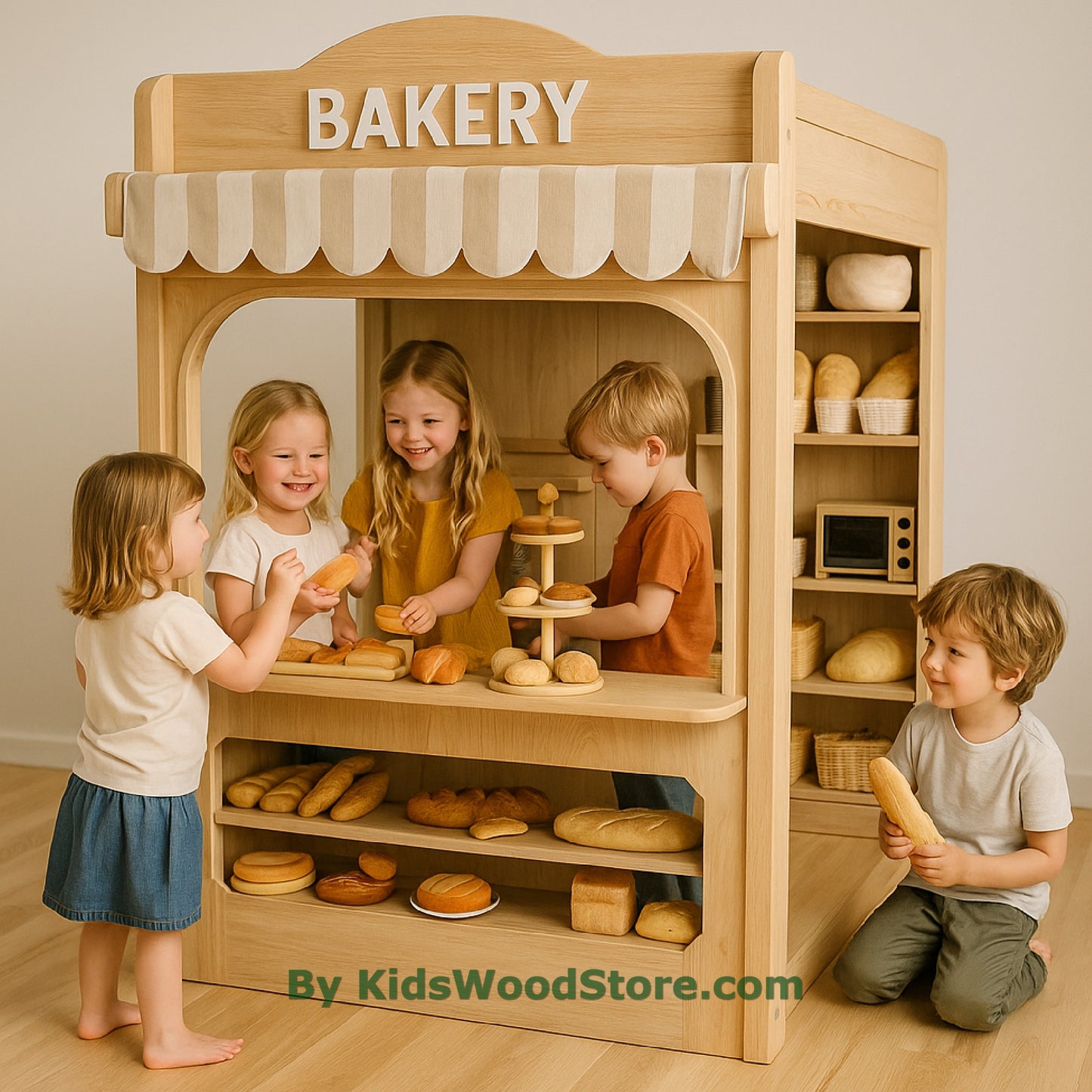 Casita de madera de panadería | Casita de juegos para niños de interior y exterior