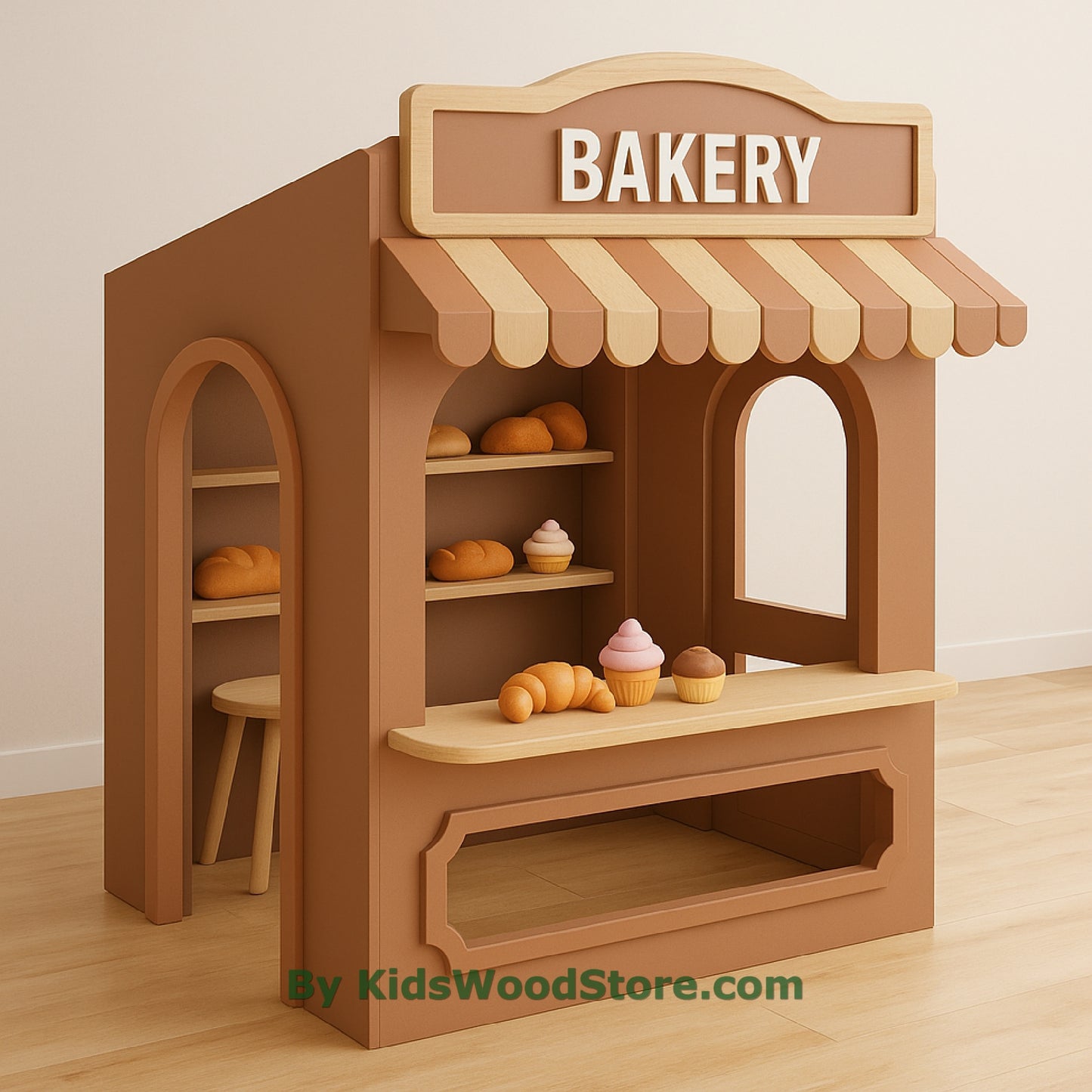 Casita de madera de panadería | Casita de juegos para niños de interior y exterior