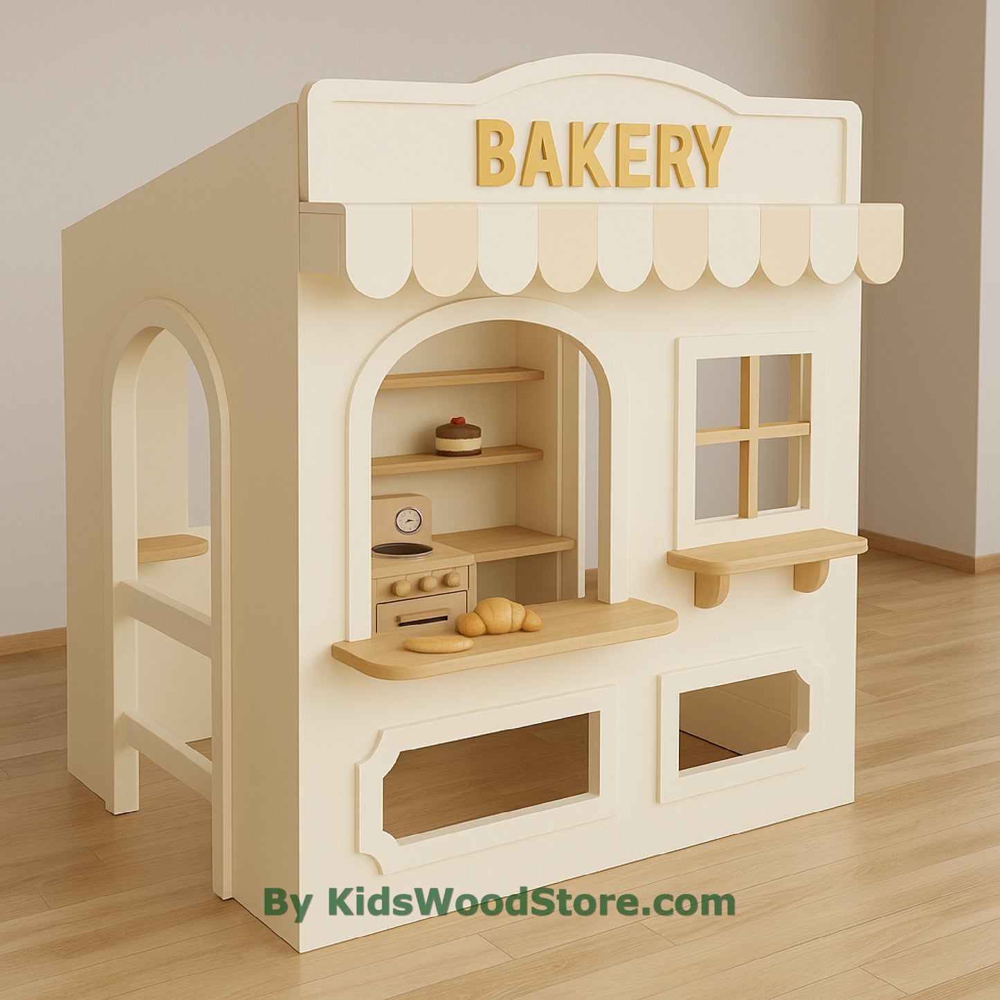 Casita de madera de panadería | Casita de juegos para niños de interior y exterior