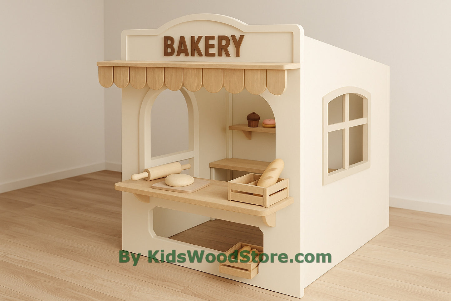 Casita de madera de panadería | Casita de juegos para niños de interior y exterior