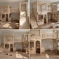 Luxury Indoor Wooden Play Town with Post Office & Florist Shop | Two-Story Modular Playhouse with Climbing Ramp & Slide