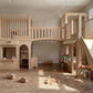 Luxury Indoor Wooden Play Town with Post Office & Florist Shop | Two-Story Modular Playhouse with Climbing Ramp & Slide