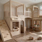 Luxury Indoor Wooden Play Town with Post Office & Florist Shop | Two-Story Modular Playhouse with Climbing Ramp & Slide