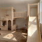 Luxury Indoor Wooden Play Town with Post Office & Florist Shop | Two-Story Modular Playhouse with Climbing Ramp & Slide