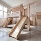 Wooden Bunk Bed with Slide, Gym Rings & Climbing Net | Fabric Canopy Roof, Storage Stairs | Kids Adventure Bunk Bed Set