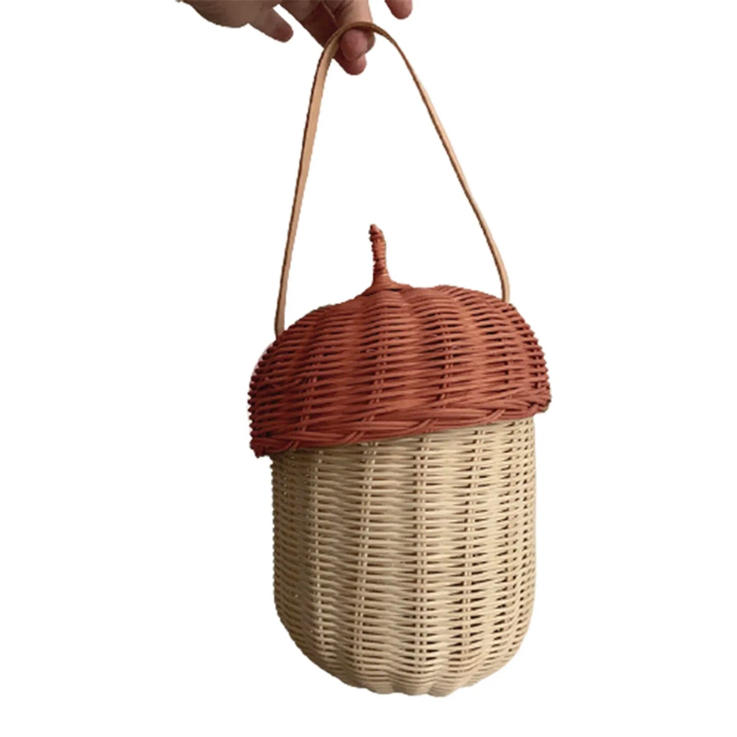 Rattan Pinecone Picnic Basket Handmade Woven Storage Bag Cute Portable Rattan Basket Handbag Wicker Basket For Kids Photo Props
