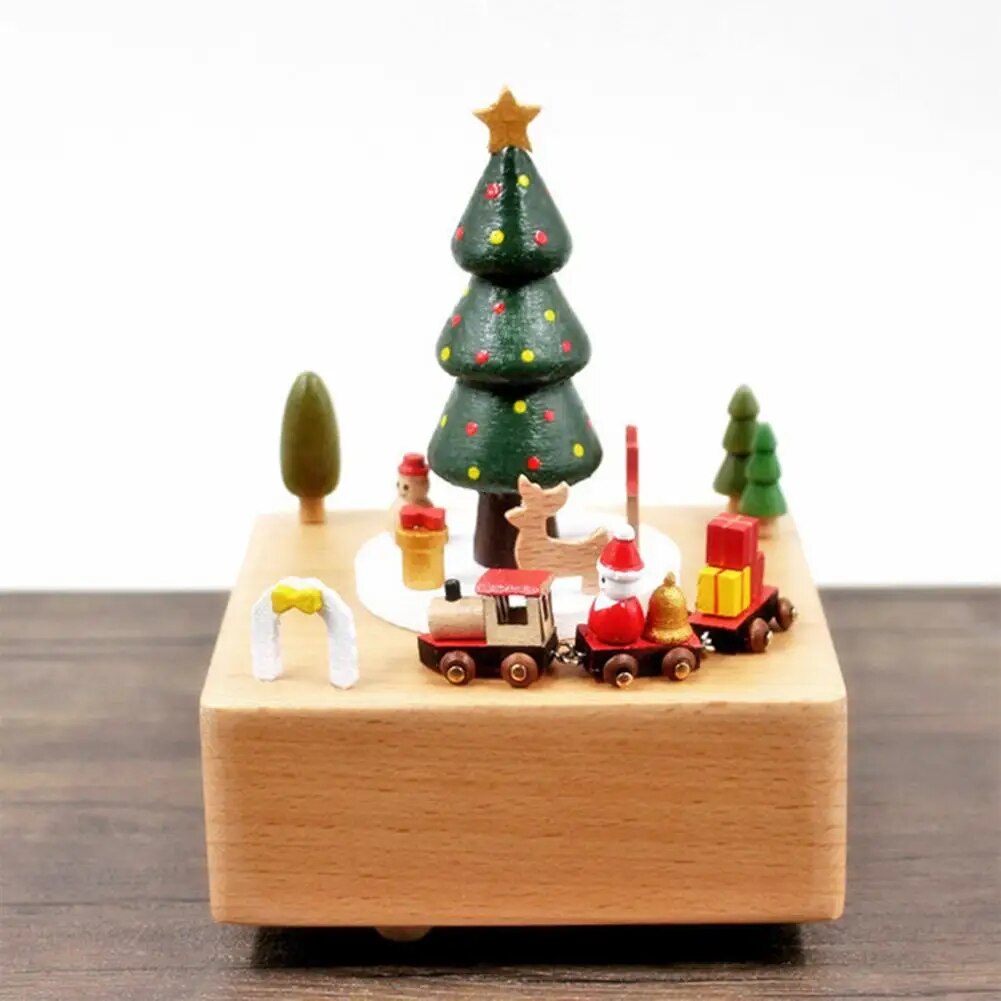 Karussell Spieluhr Holz Weihnachten Ornament Dreh Zug Spieluhr Hause Dekoration Zubehör Für Geburtstag Geschenke Valentinstag 
