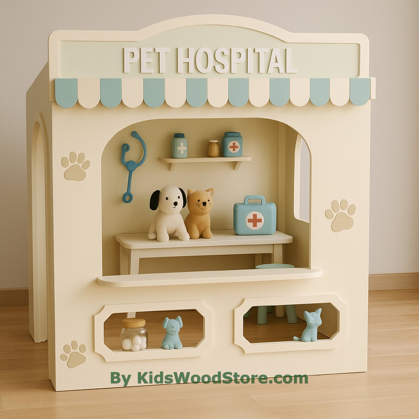 Casita de madera para consultorio médico | Casita de juegos personalizada para interior y exterior