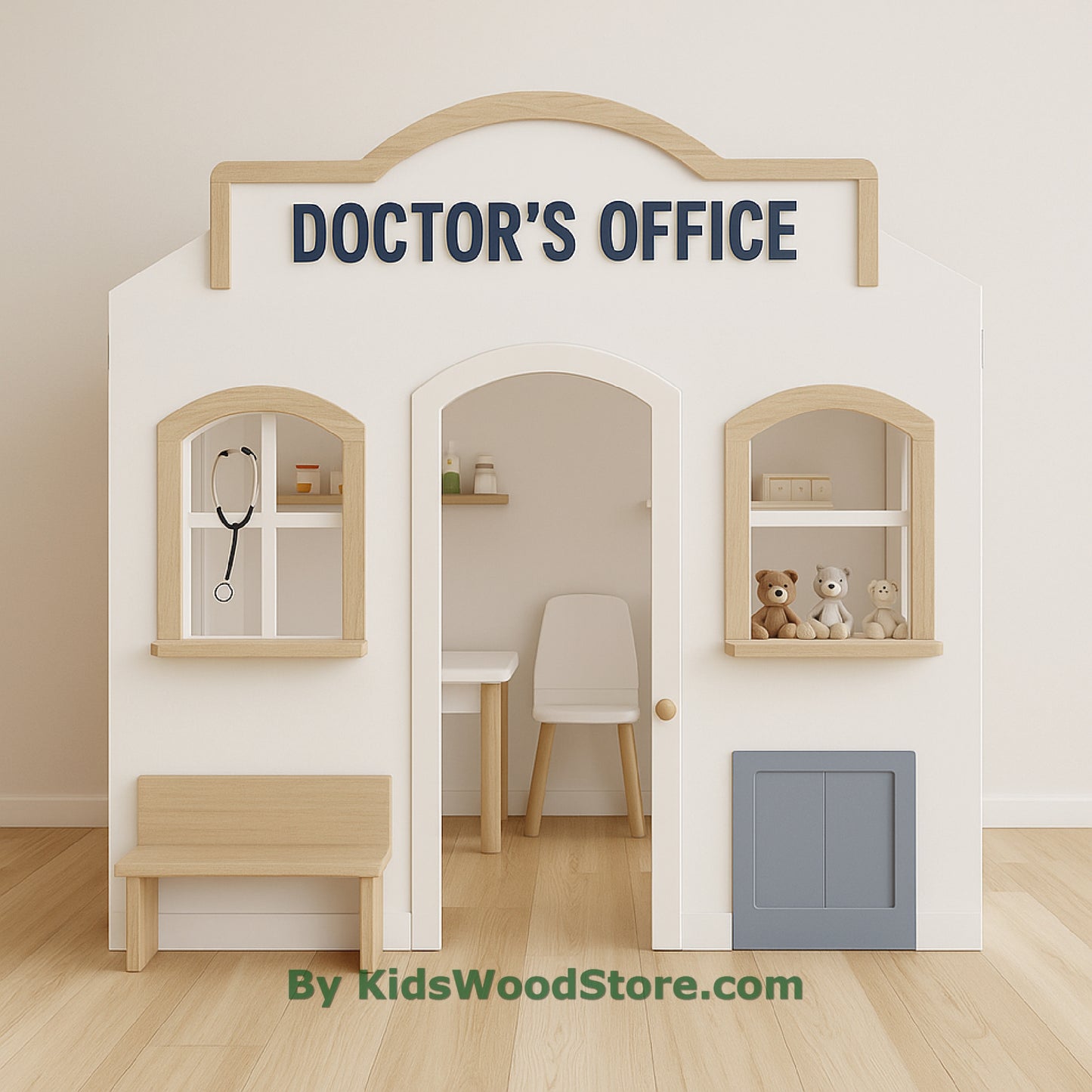 Casita de madera para consultorio médico | Casita de juegos personalizada para interior y exterior