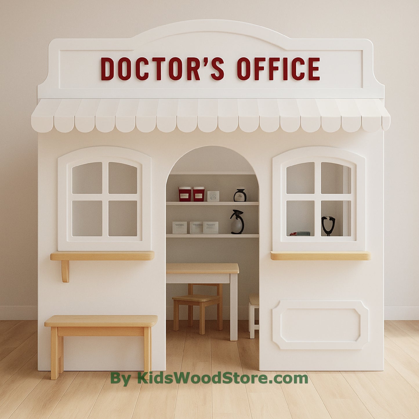 Casita de madera para consultorio médico | Casita de juegos personalizada para interior y exterior