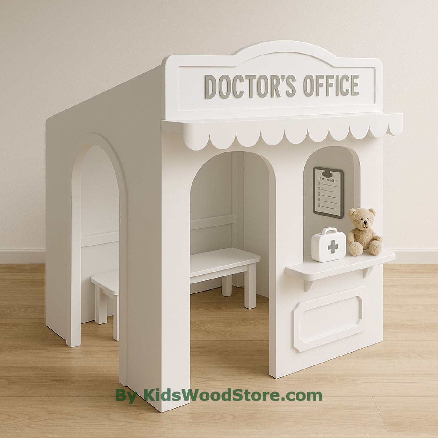 Casita de madera para consultorio médico | Casita de juegos personalizada para interior y exterior