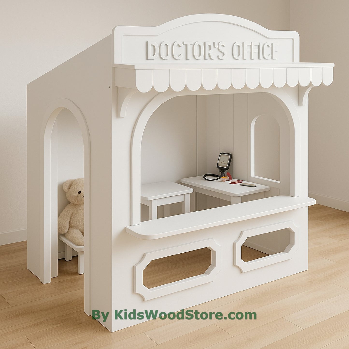 Casita de madera para consultorio médico | Casita de juegos personalizada para interior y exterior