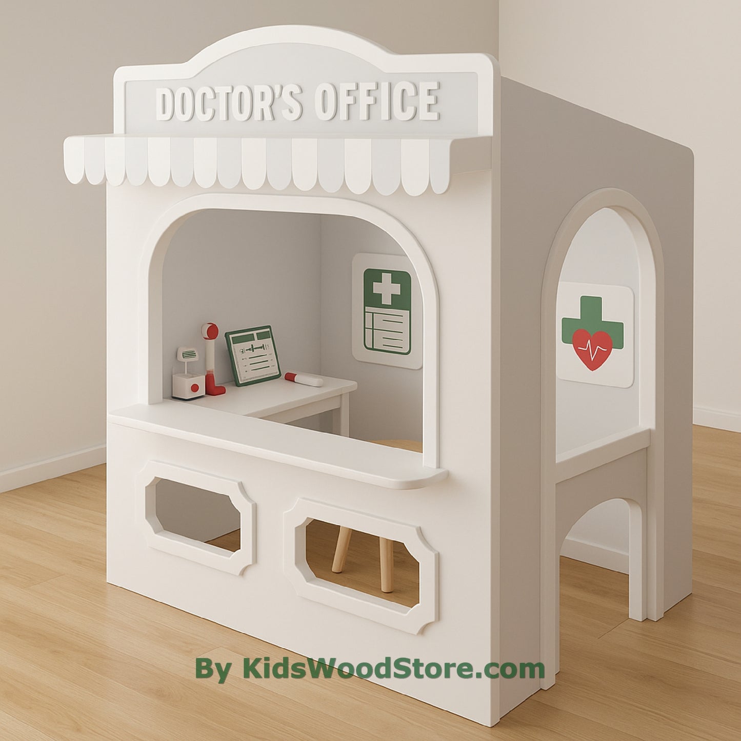 Casita de madera para consultorio médico | Casita de juegos personalizada para interior y exterior