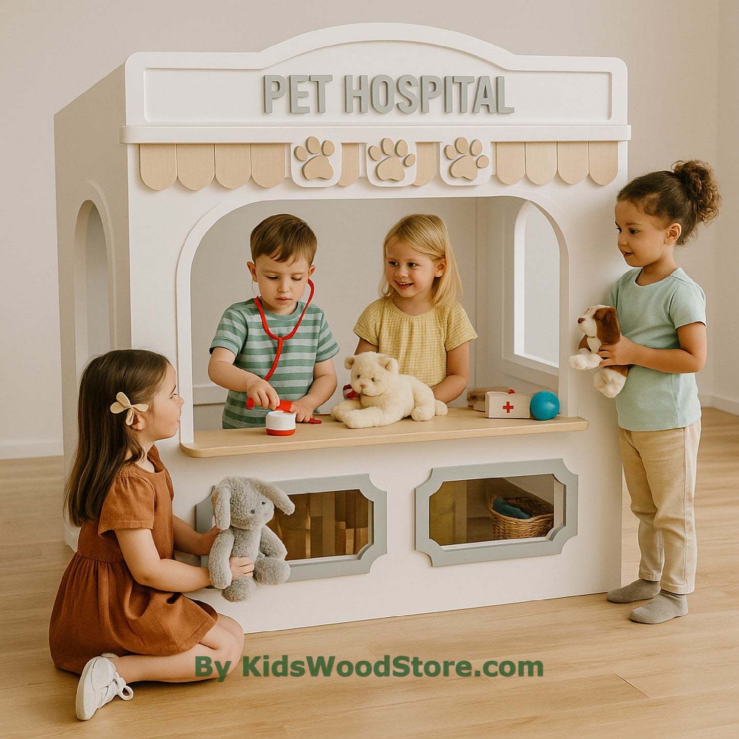 Casita de madera para consultorio médico | Casita de juegos personalizada para interior y exterior