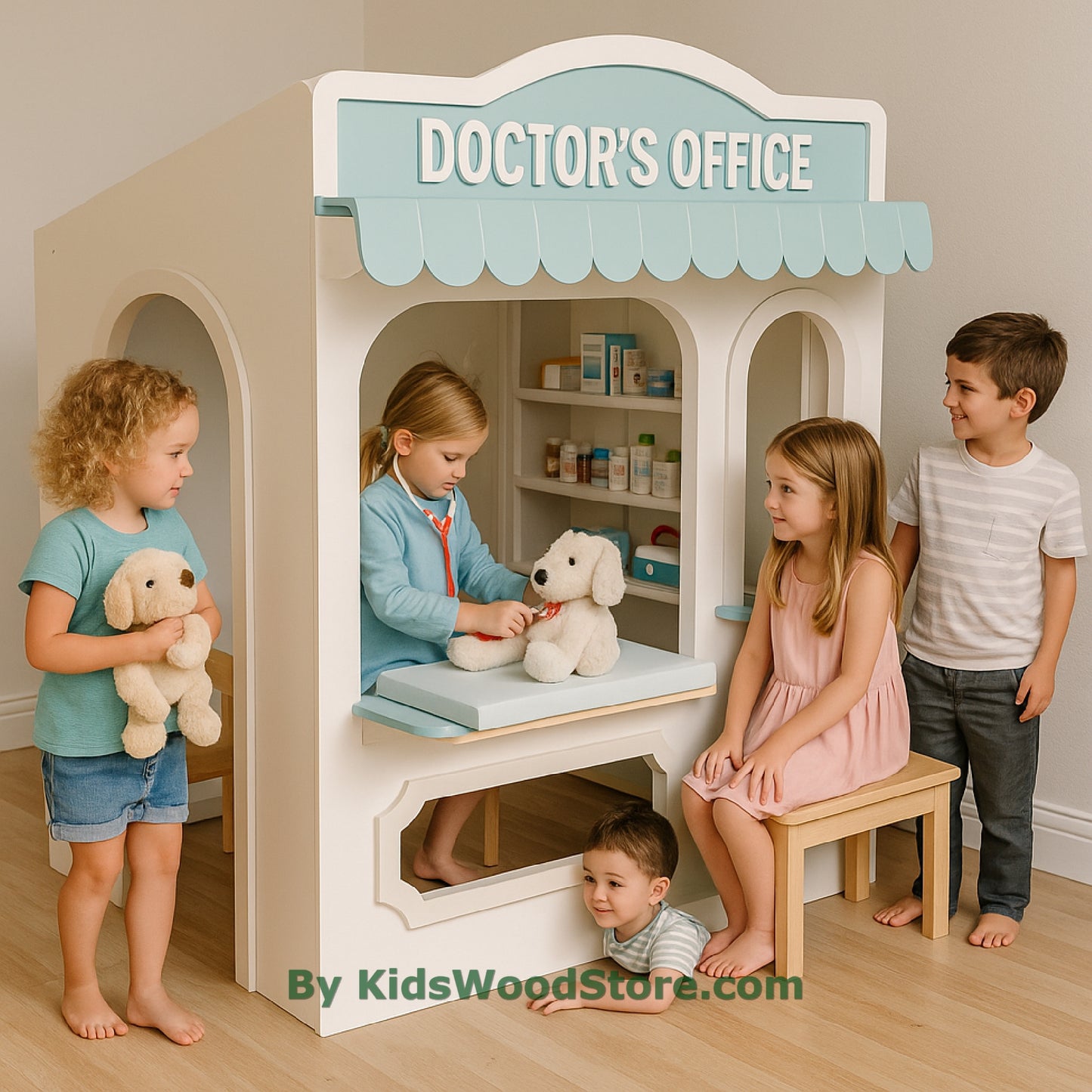 Casita de madera para consultorio médico | Casita de juegos personalizada para interior y exterior