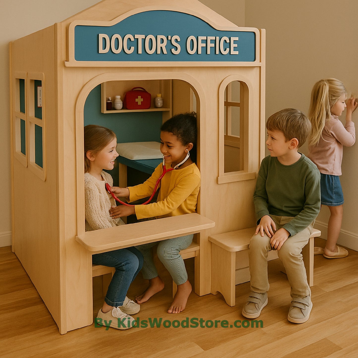 Casita de madera para consultorio médico | Casita de juegos personalizada para interior y exterior