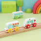 Wooden Railway Track Diecast Car Airplane Toy Wooden Train Track Toys Rail Simulation Inertia Car Educational Children's Toy