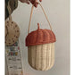 Rattan Pinecone Picnic Basket Handmade Woven Storage Bag Cute Portable Rattan Basket Handbag Wicker Basket For Kids Photo Props