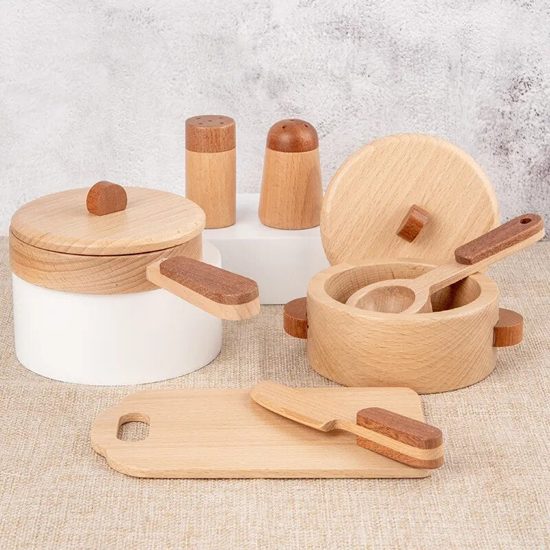 Children's Natural Wood Color Preschool Toys Fruits And Vegetables Simulation Play House Kitchenware Cognitive Wooden Toys For Wooden Play Kitchen